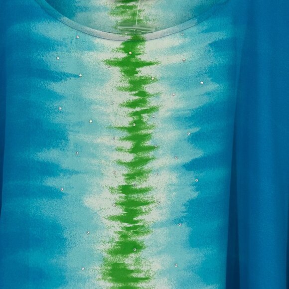 Quacker Factory By Jeanne Bice blue Tie-Dye Poncho Top size  XL embellished new - Picture 5 of 12